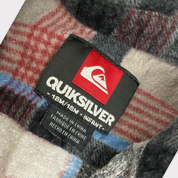 𝅺QUICKSILVER| Baby's Red, Gray, and Black Plaid Flannel - Picture 3 of 3